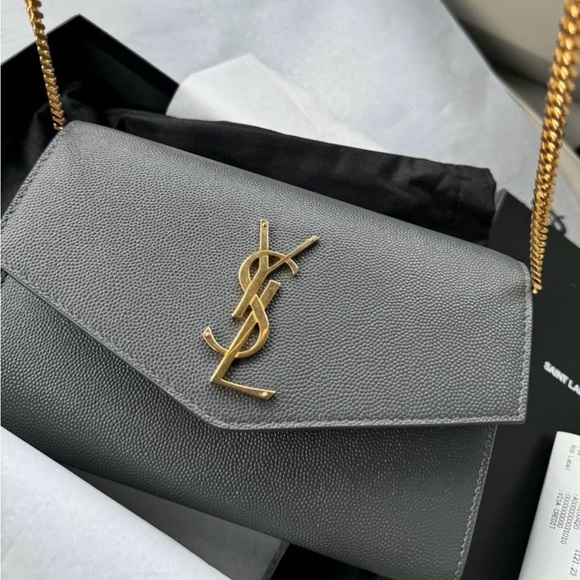 YSL Uptown Wallet on Chain - Gray/Storm - Picture 3 of 4
